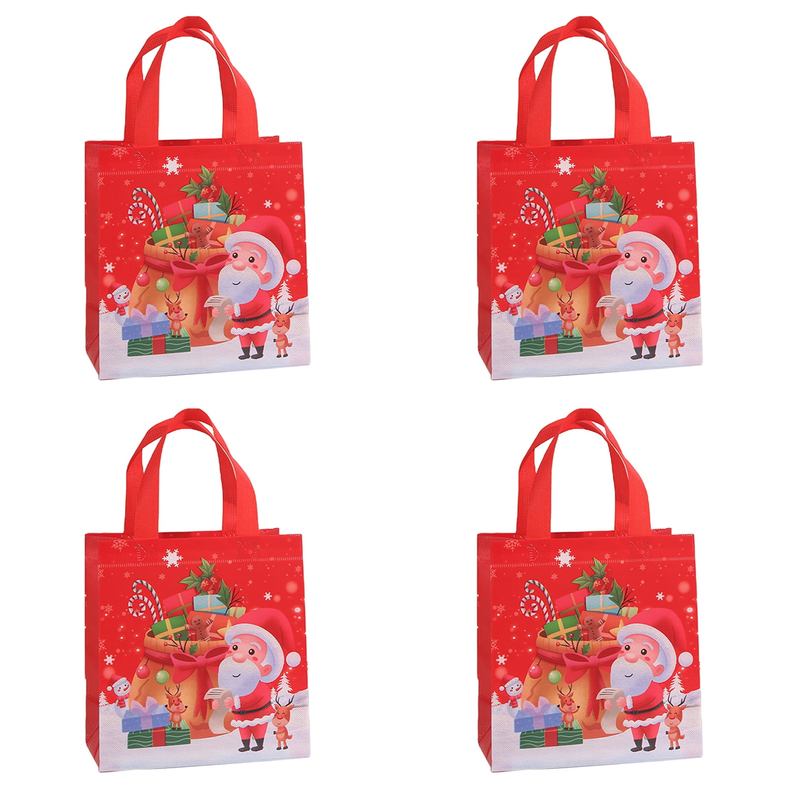 wirlsweal Christmas Tote Bags 4pcs Reusable Christmas Gift Bags with