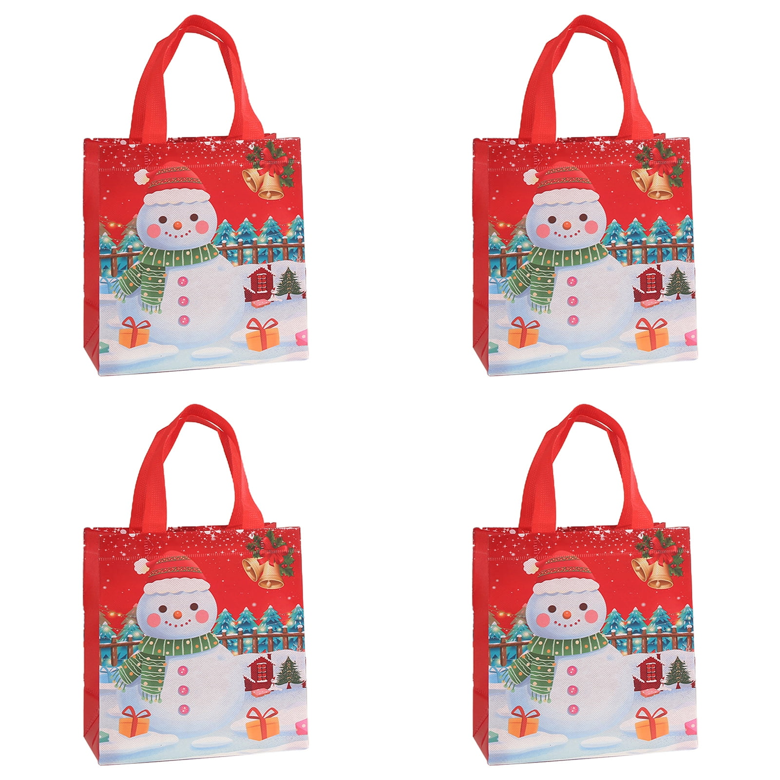 wirlsweal Christmas Tote Bags 4pcs Reusable Christmas Gift Bags with
