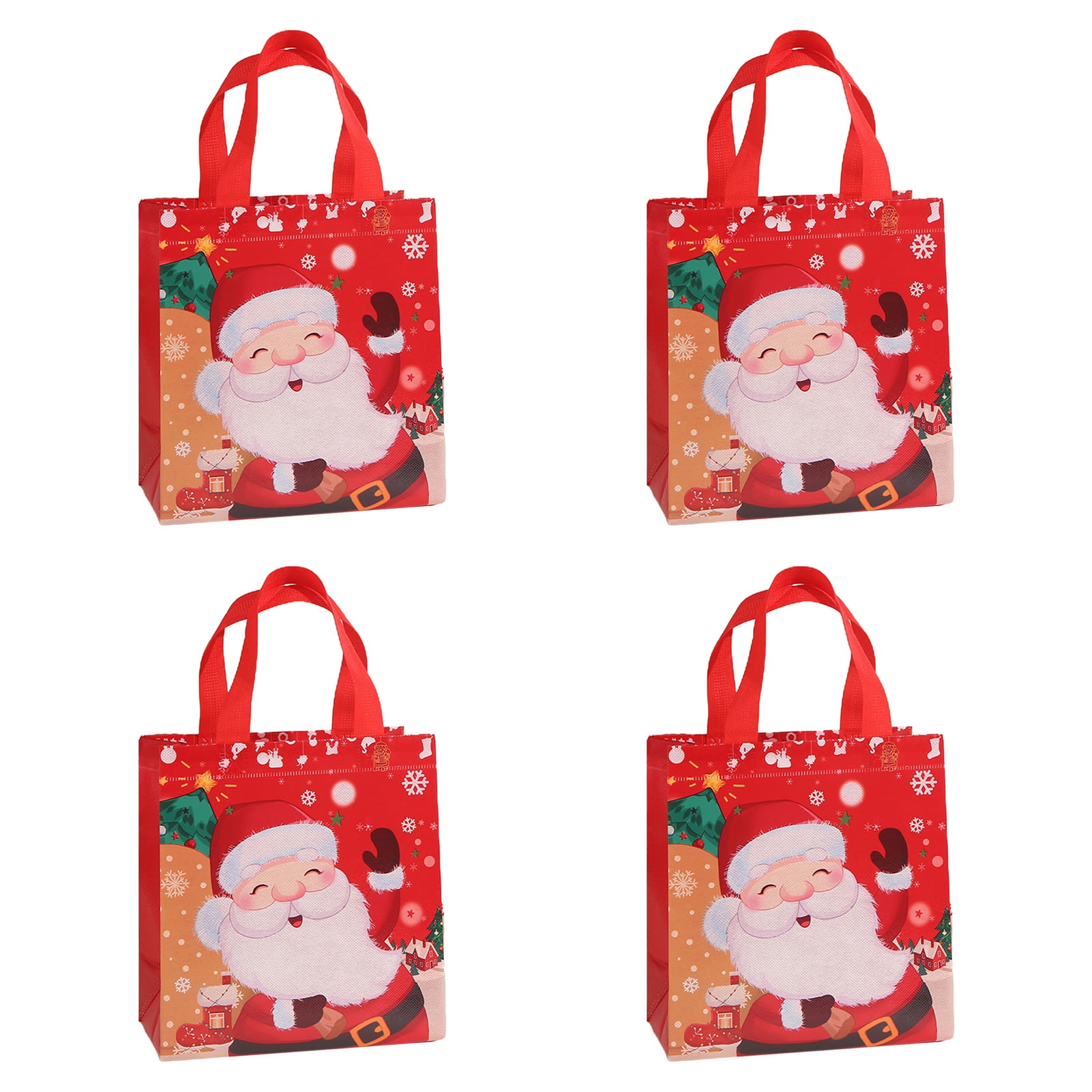 wirlsweal Christmas Tote Bags 4pcs Reusable Christmas Gift Bags with