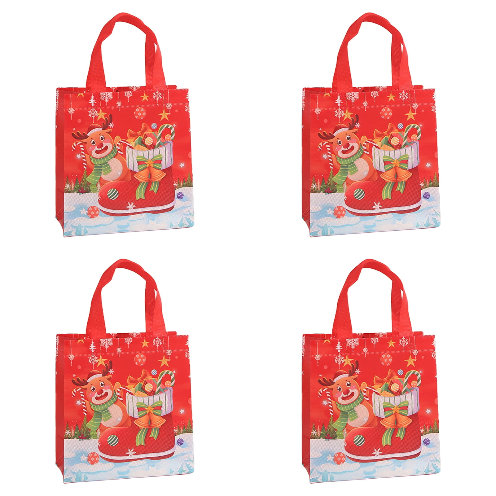 wirlsweal Christmas Tote Bags 4pcs Reusable Christmas Gift Bags with