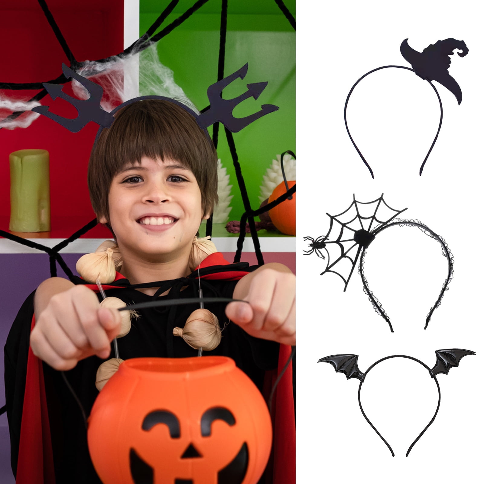 wirlsweal Halloween Cosplay Headband Funny Horror Spider Web/Demon