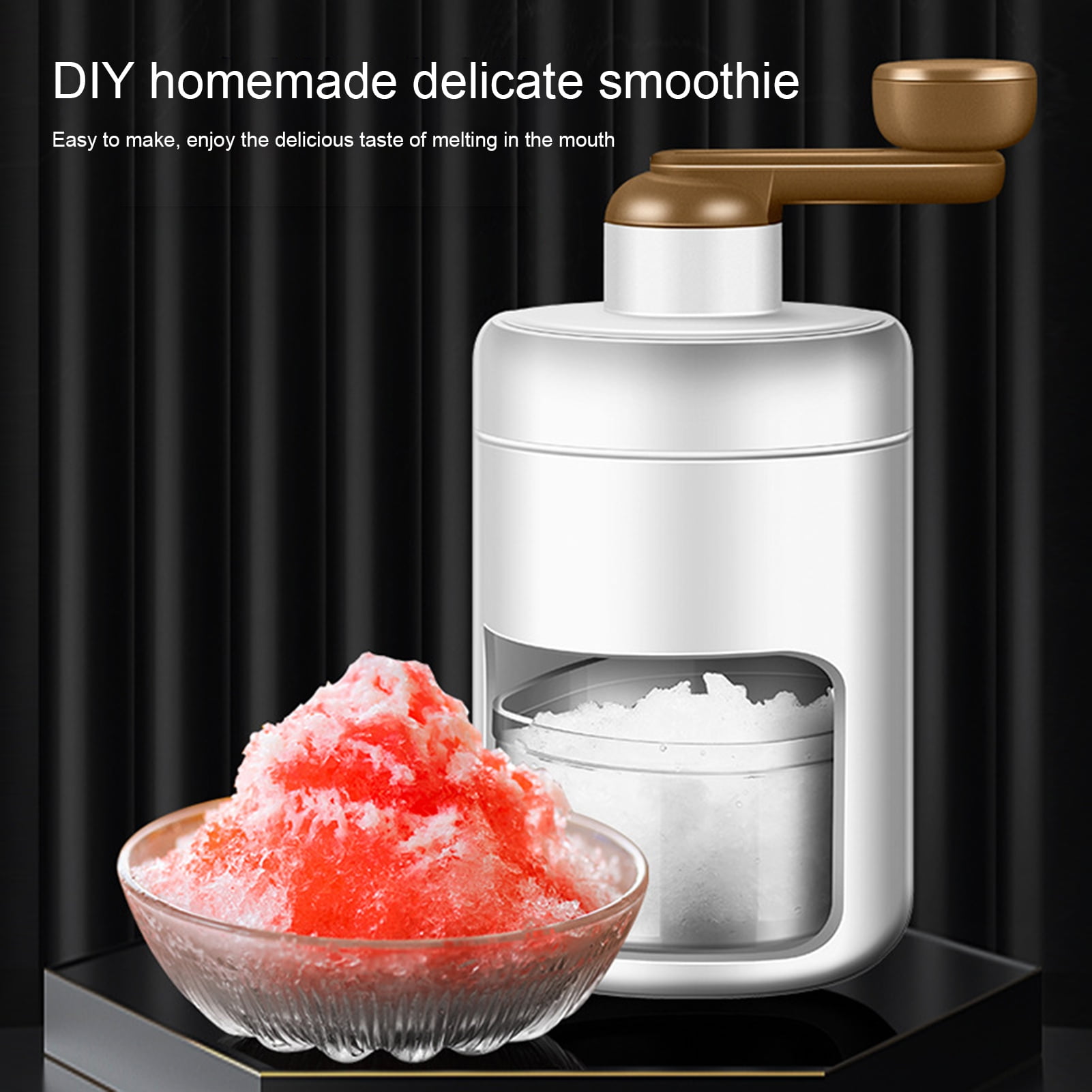 wirlsweal Ice Crusher with Clear Box Small Ice Maker Machine Manual Ice  Sand Machine Non-slip DIY Portable Hand Manual Fruit Smoothie Machine  Kitchen Accessories 