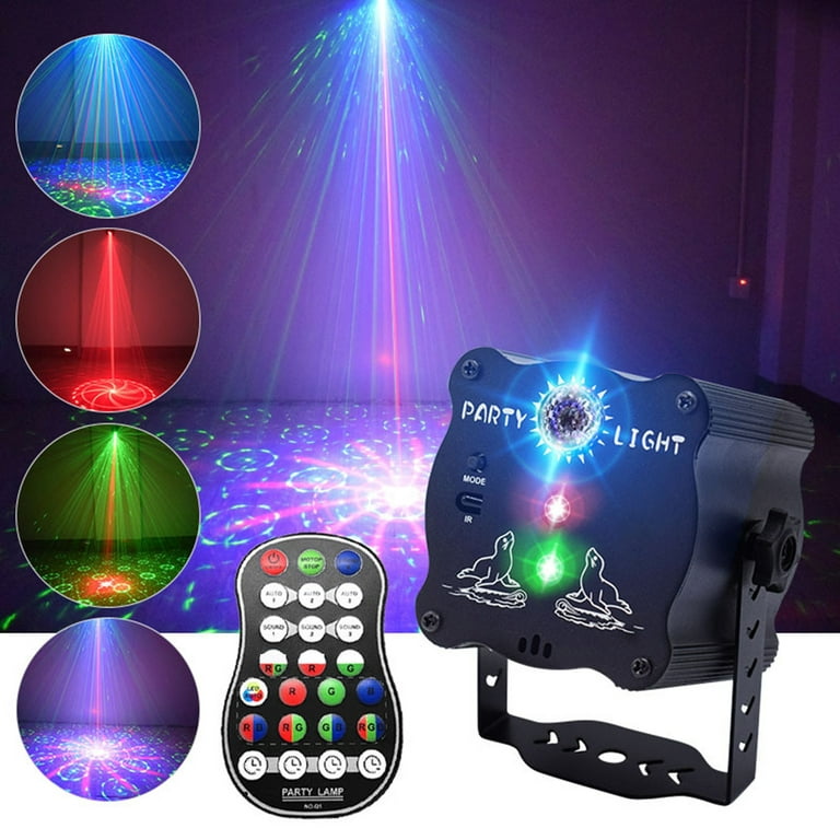 wirlsweal Party Lights Flash Strobe Stage Light Portable DJ Disco Light  with Remote Control RGB Projection Stage Light For Christmas Party Family