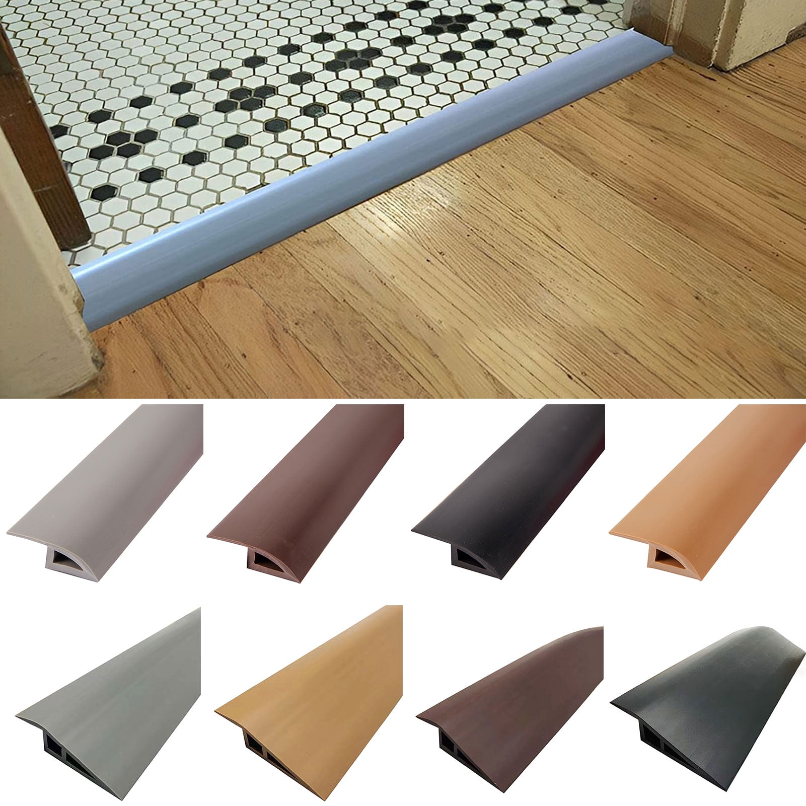 Fairnull 10 15mm Floor Transition Strip Self Adhesive Waterproof Pvc Cuttable Wear Resistant Sealing Universal Carpet To Tile Doorway Threshold Home Supplies Com
