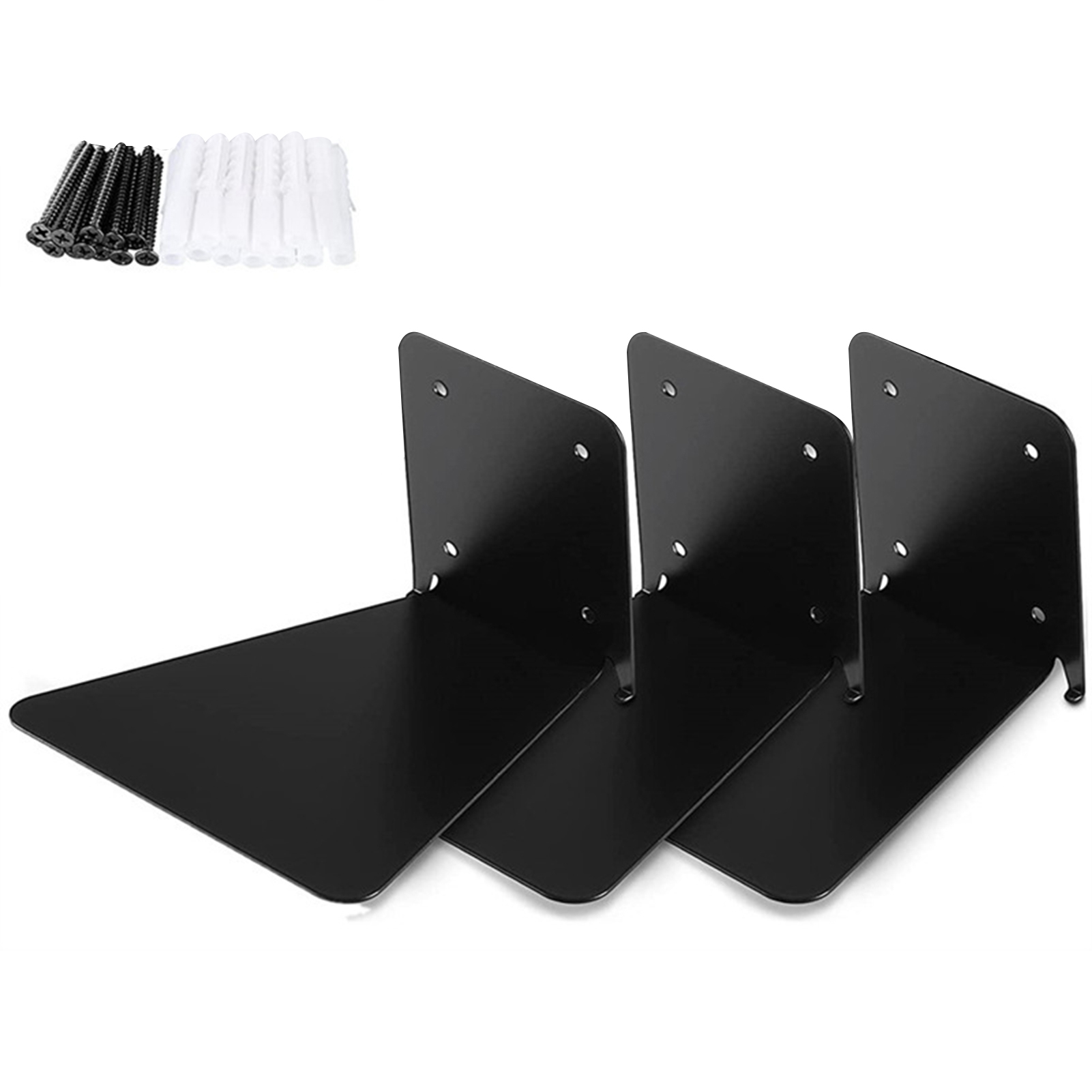 wirlsweal Sturdy Metal Bookshelf 3pcs Iron Floating Bookshelf Sleek