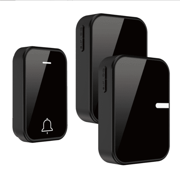 wisdomdodo Wireless Doorbell Kit with 2 Plug-in Receivers & 1 Self-Powered Push Button for 500ft 433MHz, 38 Melodies, 4 Adjustable Volume Levels, Black