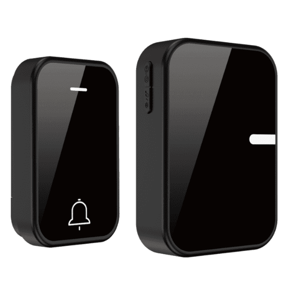 wisdomdodo Wireless Doorbell, Waterproof Door Chime Kit with Plug-in Receiver for 500ft 433 MHz, 38 Melodies & 4 Volume Adjustable Levels, Black