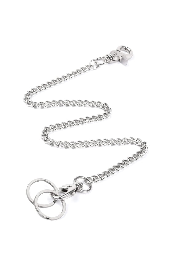 wisdompro Keychain, Heavy Duty 16 Inch Pocket Keychain Wallet Chain with Lobster Clasp and 2 Keyrings for Jeans Pants （40.5cm）