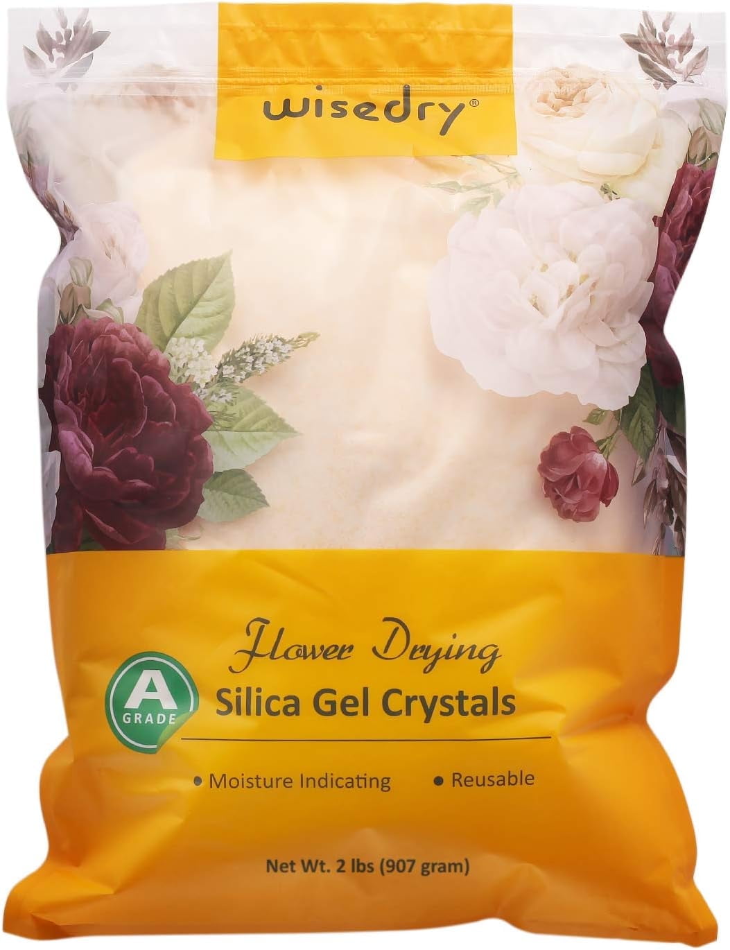 wisedry Silica Gel Crystal for Flowers Drying - 2 LBS, Color Indicating, Reusable