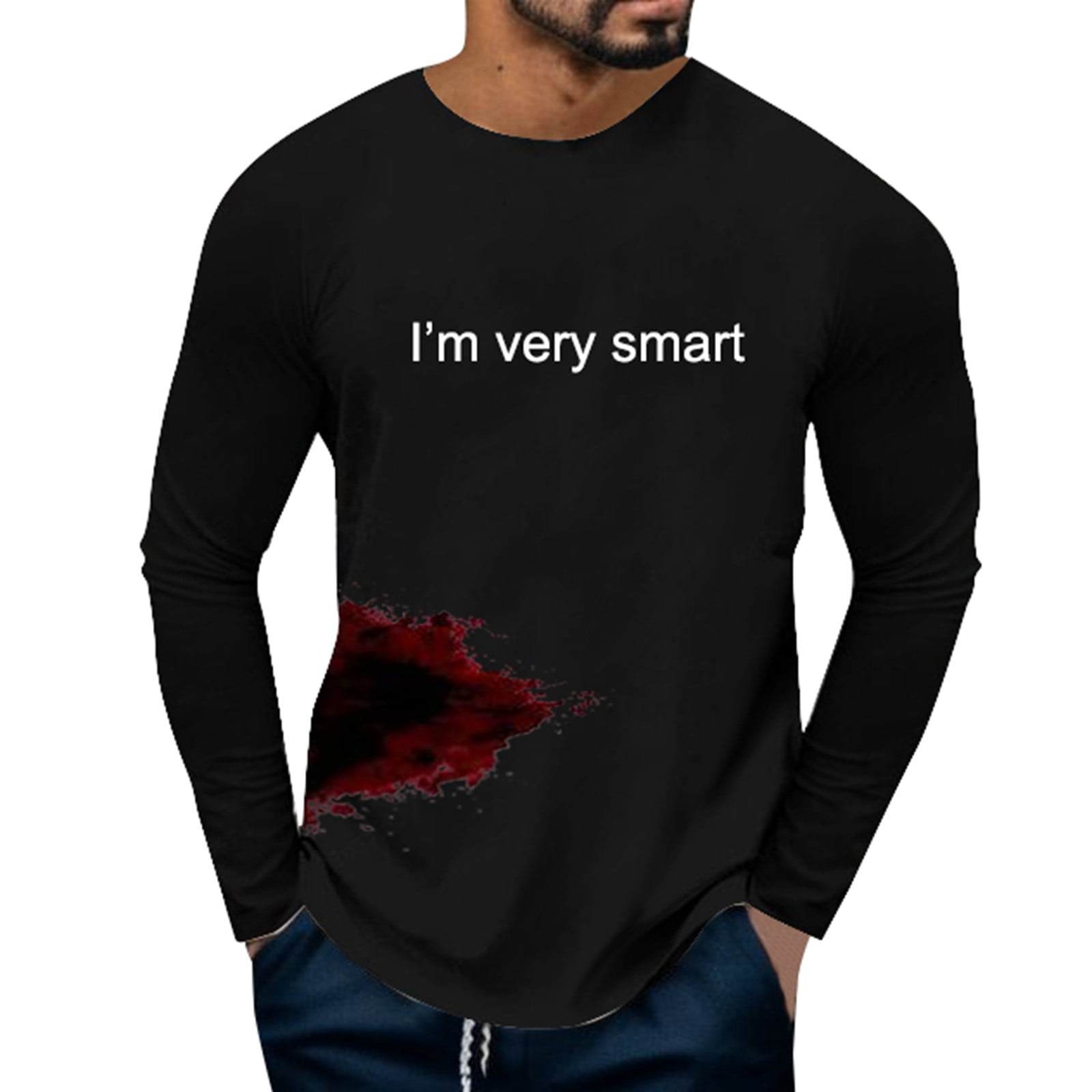 wisgofre Clearance Mens T Shirt Men's Graphic Top Tee Long Sleeve