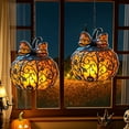 thumbnail image 1 of witch hat Pumpkin Halloween Window Light Catcher – Stained Glass Window Hanging with Glowing Orange Pumpkin and Bow, Fall Seasonal Wall Art, Halloween Decor Indoor, Spooky Home Decor for Living Room, 1 of 9