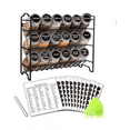 thumbnail image 1 of with 18 Empty Square Spice Jars, 396 Spice Labels with Chalk Marker and Funnel Complete Set, Spice  for Countertop, Cabinet or Wall Mount, Black, 1 of 6