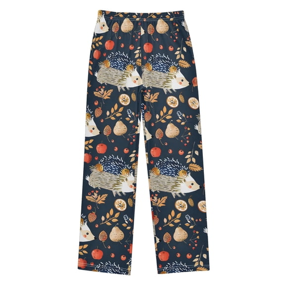 with A Hedgehog Carrying Fruit Christmas Pajama Pants Soft and Lightweight Elastic Waistband Christmas Pajama Pants