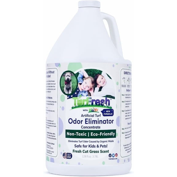 with BioX Artificial Turf Odor Eliminator Concentrate 1 Gallon Fresh Cut Grass Scent