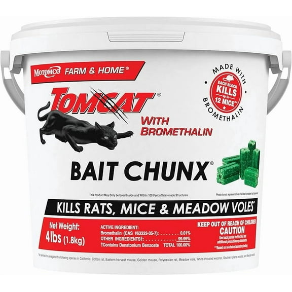 with Bromethalin Bait Chunx Pail, Rat and Mice Control for Agricultural Use and Professional Applicators, 4 lbs. No delivery in California