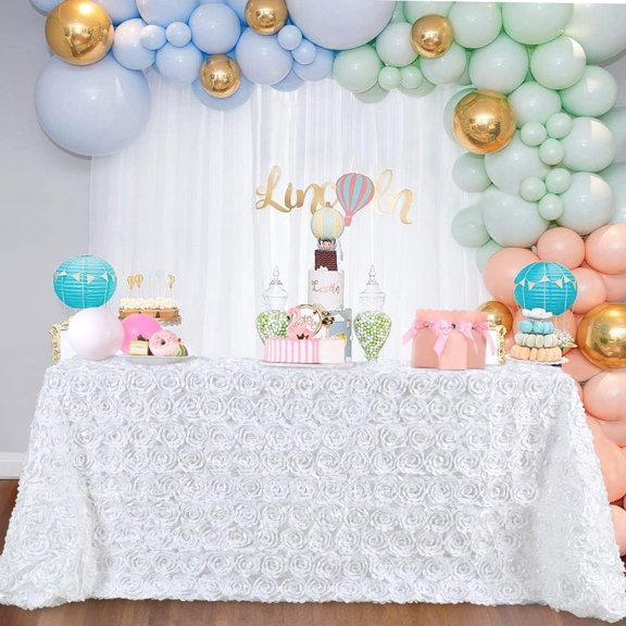 with Cool White Rosette Tablecloth 60 102, White
