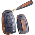 thumbnail image 1 of with Customized Text Keychain Leather Flip Key Fob Cover Fit for Audi A3 A6 Q3 Q7 S6 R8 Keyless Handmade Key Fob Shell Case, 1 of 7