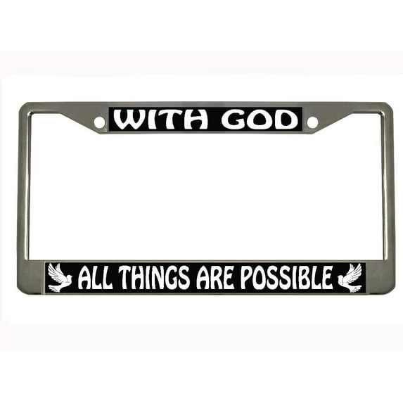 with God All Things are Possible Design Heavy Duty Metal Car License Plate Frame Auto Tag Holder