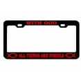 thumbnail image 1 of with God All Things are Possible Style Jesus/God Metal License Plate Frame Personalized/Car Accessories Car Tag Holder Cover (Black/Red), 1 of 2