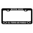 thumbnail image 1 of with God All Things are Possible Style Jesus/God Metal License Plate Frame Personalized/Car Accessories Car Tag Holder Cover (Black/Silver), 1 of 2