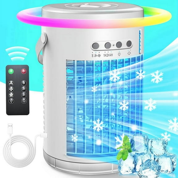 with Remote,Evaporative Mini Air Conditioner Portable AC Unit,Lights Personal Air Conditioner