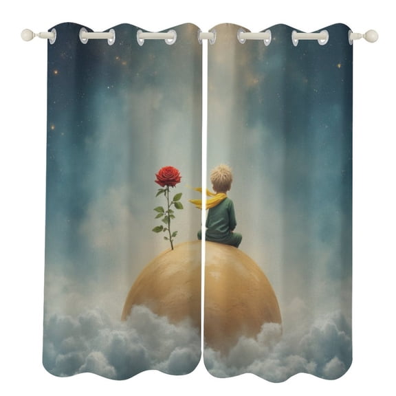 with Rose on Planet Blackout Window Curtains for Bedroom Living Room Kicthen High Shading 2 Panels