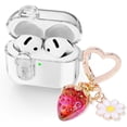 thumbnail image 1 of (with Safety Lock) Clear Case Compatible with Airpods 4 Cases 2024 Women, Cute Soft TPU Transparent AirPods 4th Generation Case iPods 4 Earbuds Case Girl Strawberries Keychain for Airpod iPod 4th Gen, 1 of 19