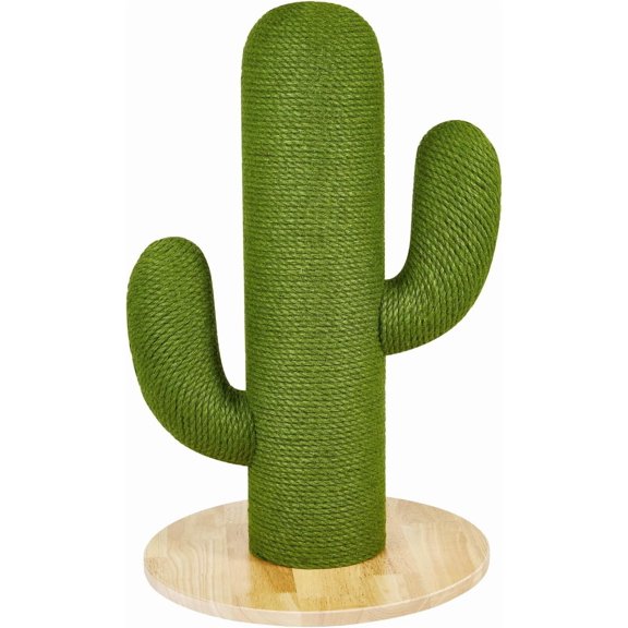with Solid Base,27.55" Hx17.71 Lx17.71 W Tall Posts for Indoor Cats Adults,Cactus Thick Columns,Durable Lambswool and Jute,Large Scratcher (Small)