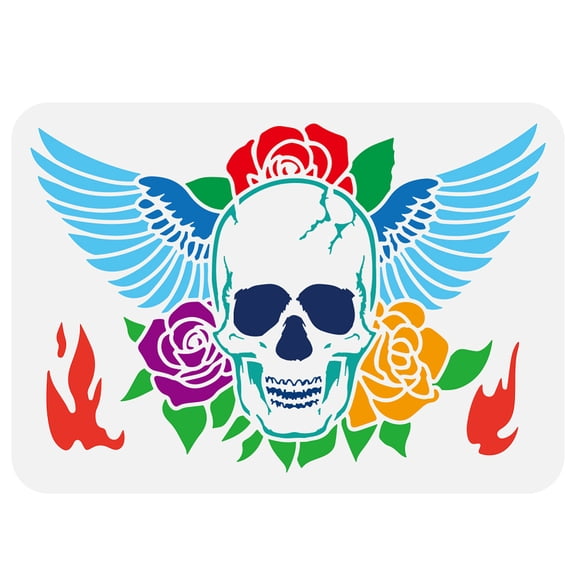 with Wings Stencil for Painting 8.3x11.7inch Reusable Wings Pattern Template Plastic PET Roses Flames Stencil Decorative Theme