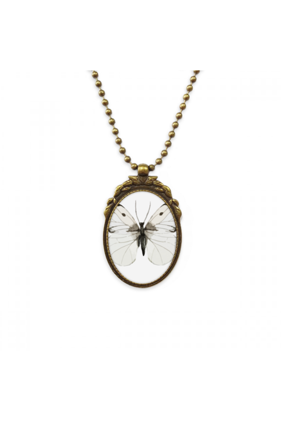 with white dark wings antique necklace vintage bead pendant keychain