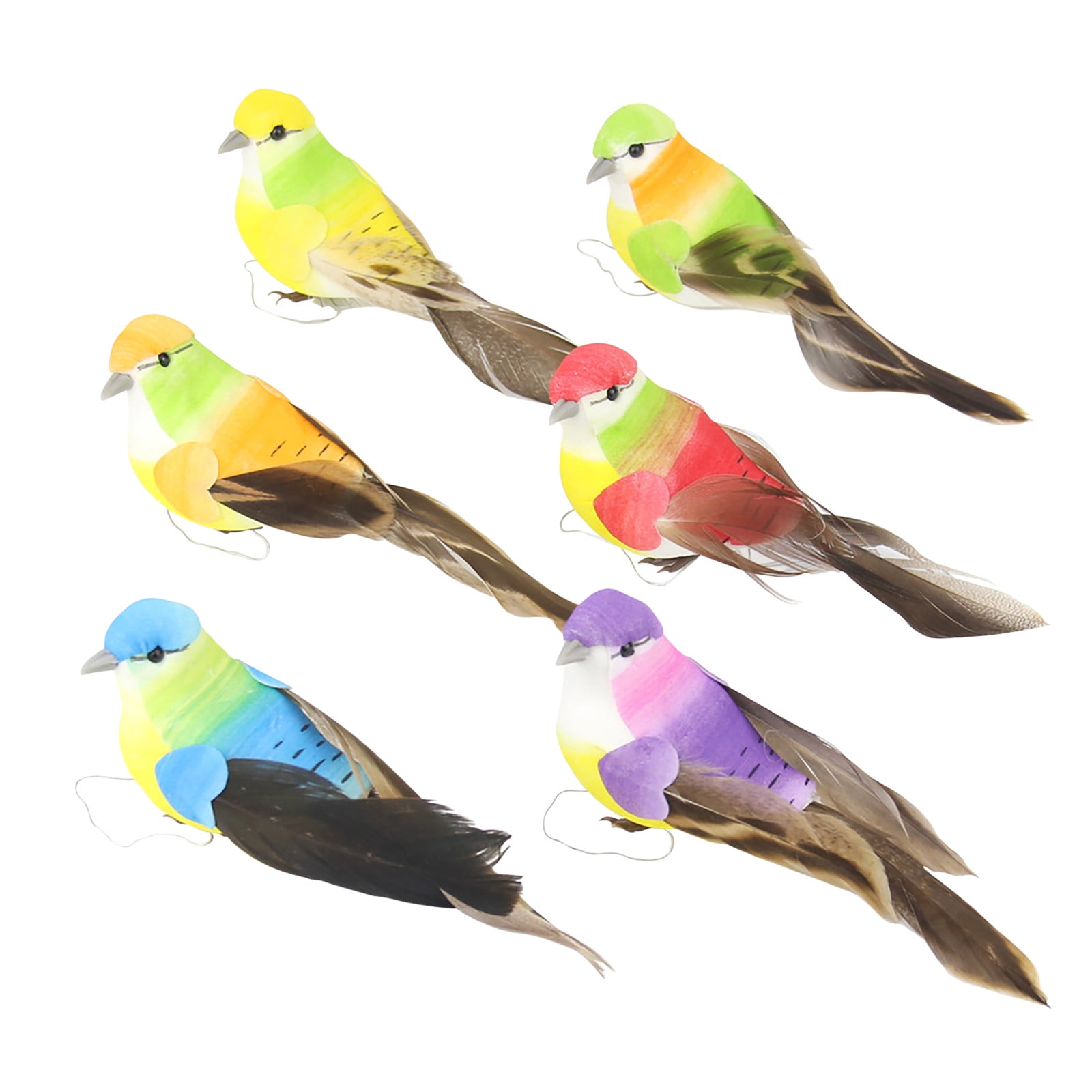 12pcs Artificial Foam & Feather Birds - Mini Love Birds With Metal Clip For Crafts, Wedding, Home Decor (3.54 Inch)