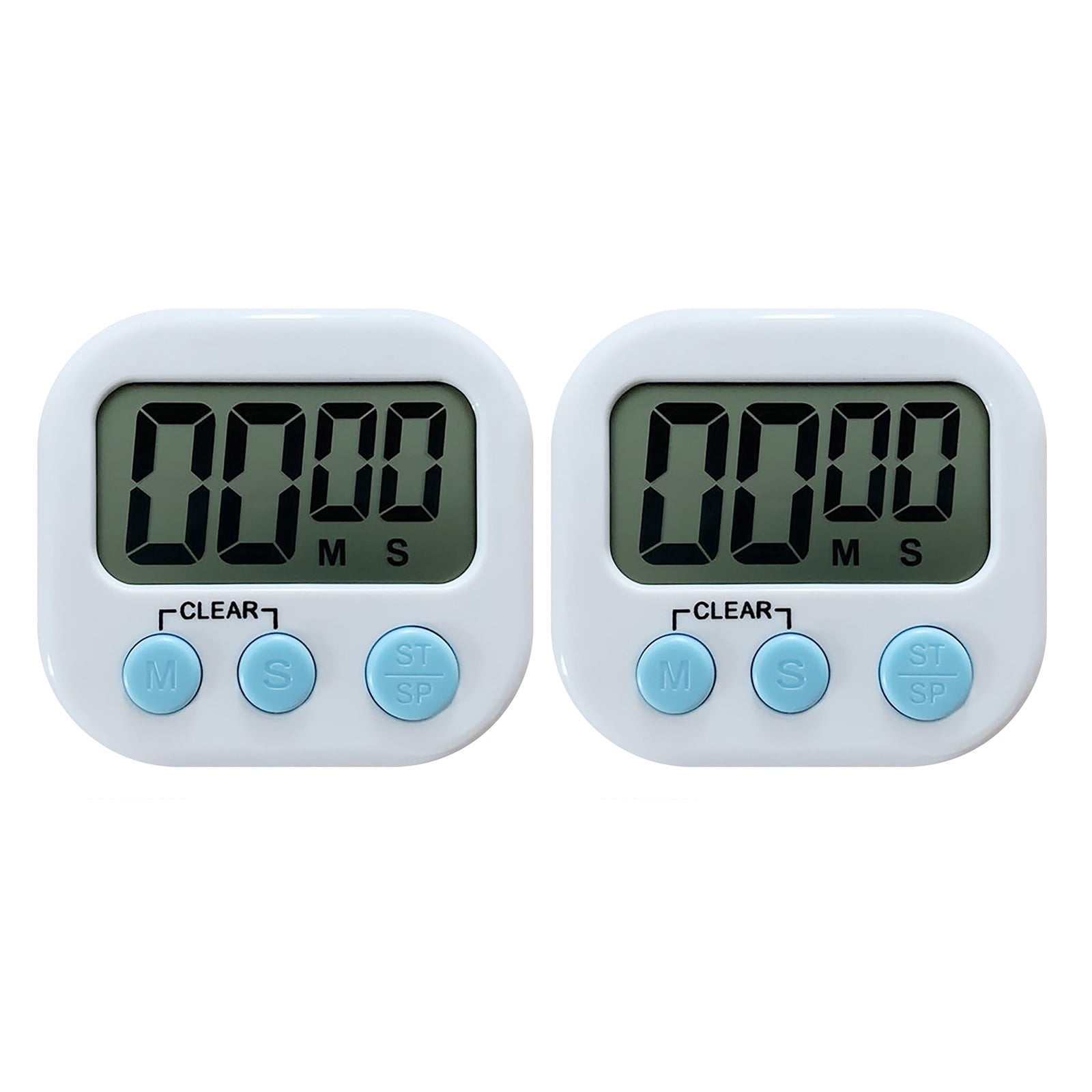 White Digital Kitchen Timer with Big Digits and Loud Alarm