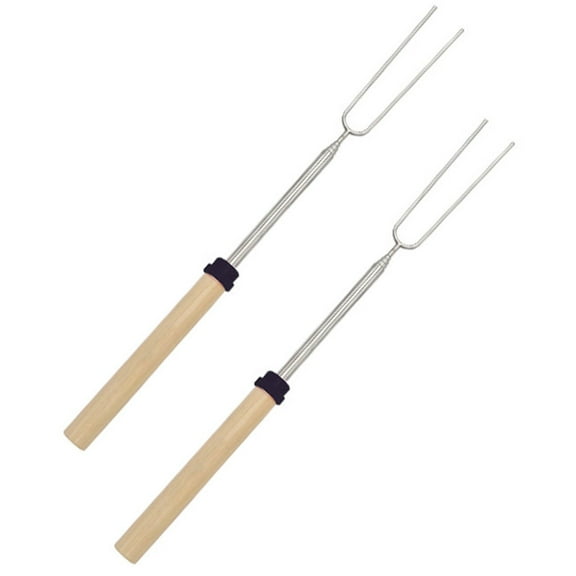 witspace 2 Pack Marshmallow Roasting Sticks Set, Extendable 32in Long Metal Barbecue Skewers with Wooden Handle, for Marshmallow, Hot Dogs, Camping, BBQ, Grill