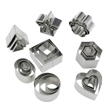 witspace 24Pcs Mini Cookie Cutters Shapes Set, Heart Flower Star Round Metal Cookie Cutters Molds for Baking, Small Stainless Steel Cutter Tiny Fruit Vegetable Cutter