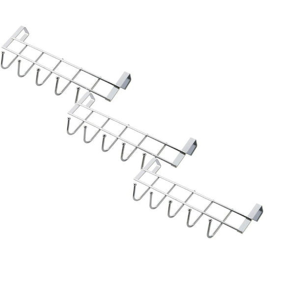 witspace 3 Pack Over The Cabinet Hook, Kitchen Cabinet Rack Hook Space Saving Storage Hanger, 5 Hooks Metal Heavy Duty Shower Door Back Hanging for Cutlery, Coats, Hats, Towels (9.8 inch) 