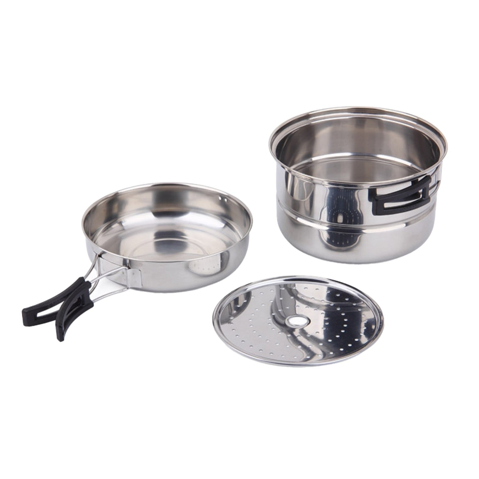 witspace 3pcs/set Stainless Steel Cookware Set Flat Bottom Frying Pan Soup Pot Milk Pot Kit Induction Cooker Cooking Pan for Home Kitchen, Dishwasher and Oven Safe