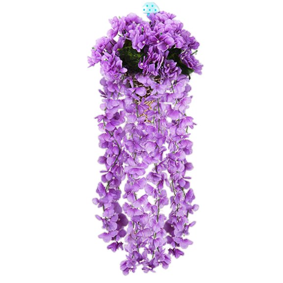 witspace Artificial Hanging Flowers for Outdoor, Violet Ivy Fake Hanging Plant & Flowers for Home Wedding Garden Yard Hanging Baskets Wisteria Garland Orchid Bunch Decoration