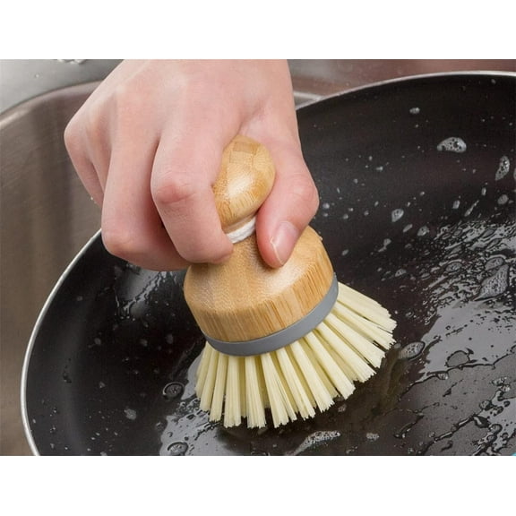 witspace Bamboo Dish Brush, Palm Wooden Dish Scrubber Brush, Durable Wood Dishes Scrub Brush for Dishes Pots Pans Kitchen Sink Cleaning