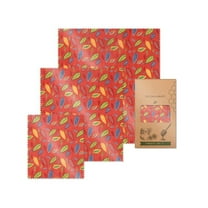 witspace Beeswax Wraps for Food, Reusable Beeswax Food Wraps, Eco Friendly Beeswax Wraps for Food, Food Storage Containers, Organic Cotton Food Wraps, 3 Pack (S, M, L)