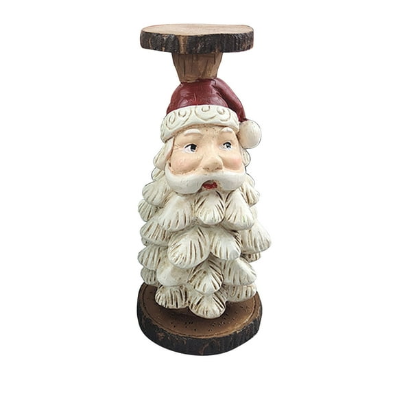 witspace Christmas Candle Holder Stick Santa Claus Snowman Candleholder Tealight Holder Candlestick Xmas Centerpiece Carved Resin Figurines Desktop Tabletop Ornament Decoration