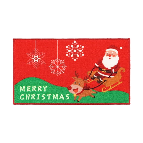 witspace Christmas Door Mats 16"x24", Non-Slip Dirt Trapper Door Mat Santa Claus Welcome Christmas Mat Washable and Low Profile Winter Doormat Snowflake Door Mat Rugs for Front Back Door