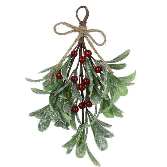 witspace Christmas Mistletoe Decor, Xmas Mistletoe Hanging Ornament with Bow, Artificial Red Berry Mistletoe Decorations Glitter Christmas Tree Accessories Mistletoe Kissing Ball
