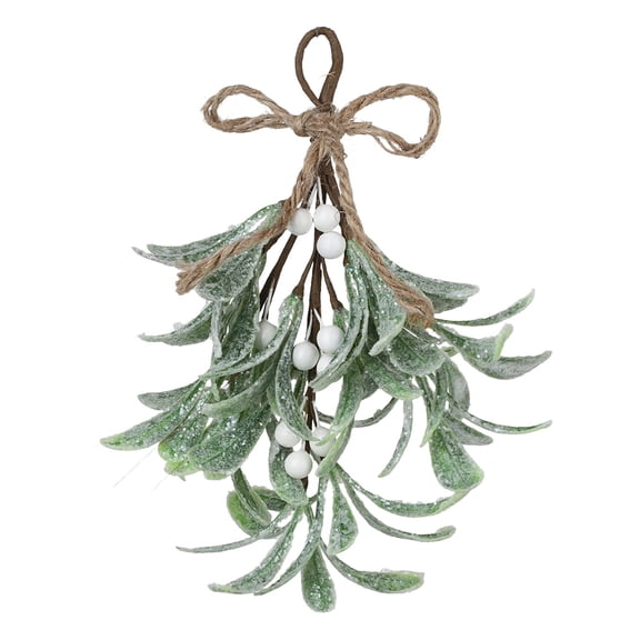 witspace Christmas Mistletoe Decor, Xmas Mistletoe Hanging Ornament with Bow, Artificial Red Berry Mistletoe Decorations Glitter Christmas Tree Accessories Mistletoe Kissing Ball