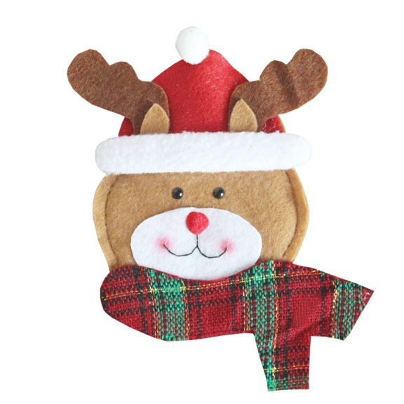 witspace Christmas Silverware Holder Pockets Santa Snowman Reindeer Tableware Bags Christmas Cutlery Pouch Bags Spoon Fork Bags Xmas Party Dinner Table Dinnerware Supplies (1/3/6 PCS)