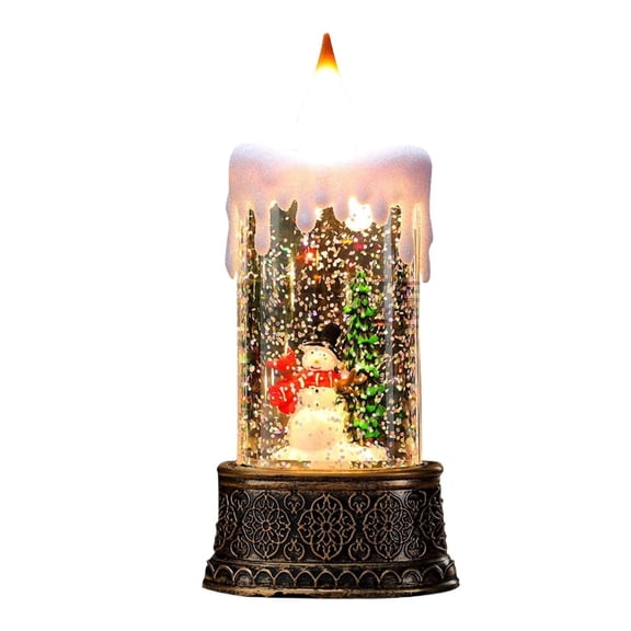witspace Christmas Snow Globe Lighted Flying Santa Scene, Musical Snow Water Lantern Swirling Glittering Home Decoration and Gift, Battery Operated or USB Powered
