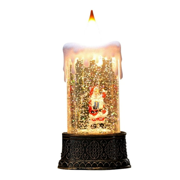witspace Christmas Snow Globe Lighted Flying Santa Scene, Musical Snow Water Lantern Swirling Glittering Home Decoration and Gift, Battery Operated or USB Powered