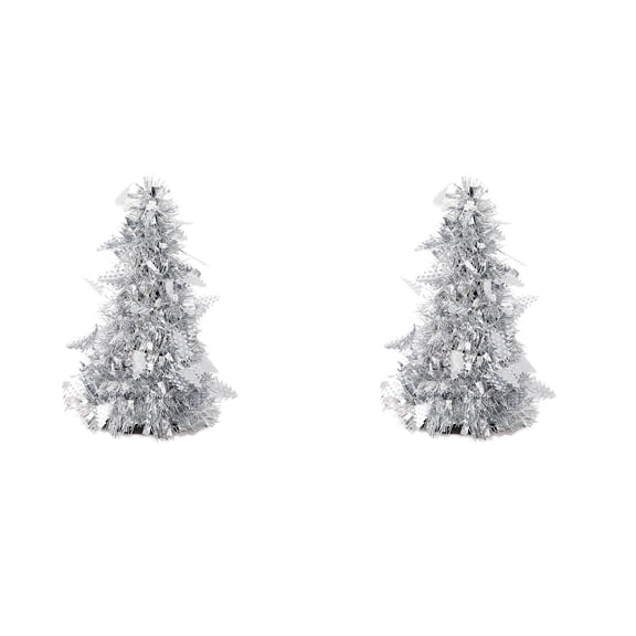 witspace Christmas Tree Ornaments Miniture Decoration Mini Tinsel Christmas Tree Tabletop Christmas Tree Christmas Mini Christmas Tree Decorations Christmas Decor Xmas Pine Tree (2PCS)