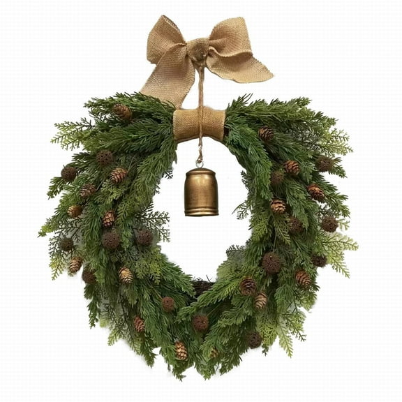 witspace Christmas Wreath - 20 inch Artificial Pine Wreath for Front Door - Green Pine Cypress Wreath for Indoor Outdoor Farmhouse Window Festival Wedding Decor Artificial Wreath for Thanksgiving