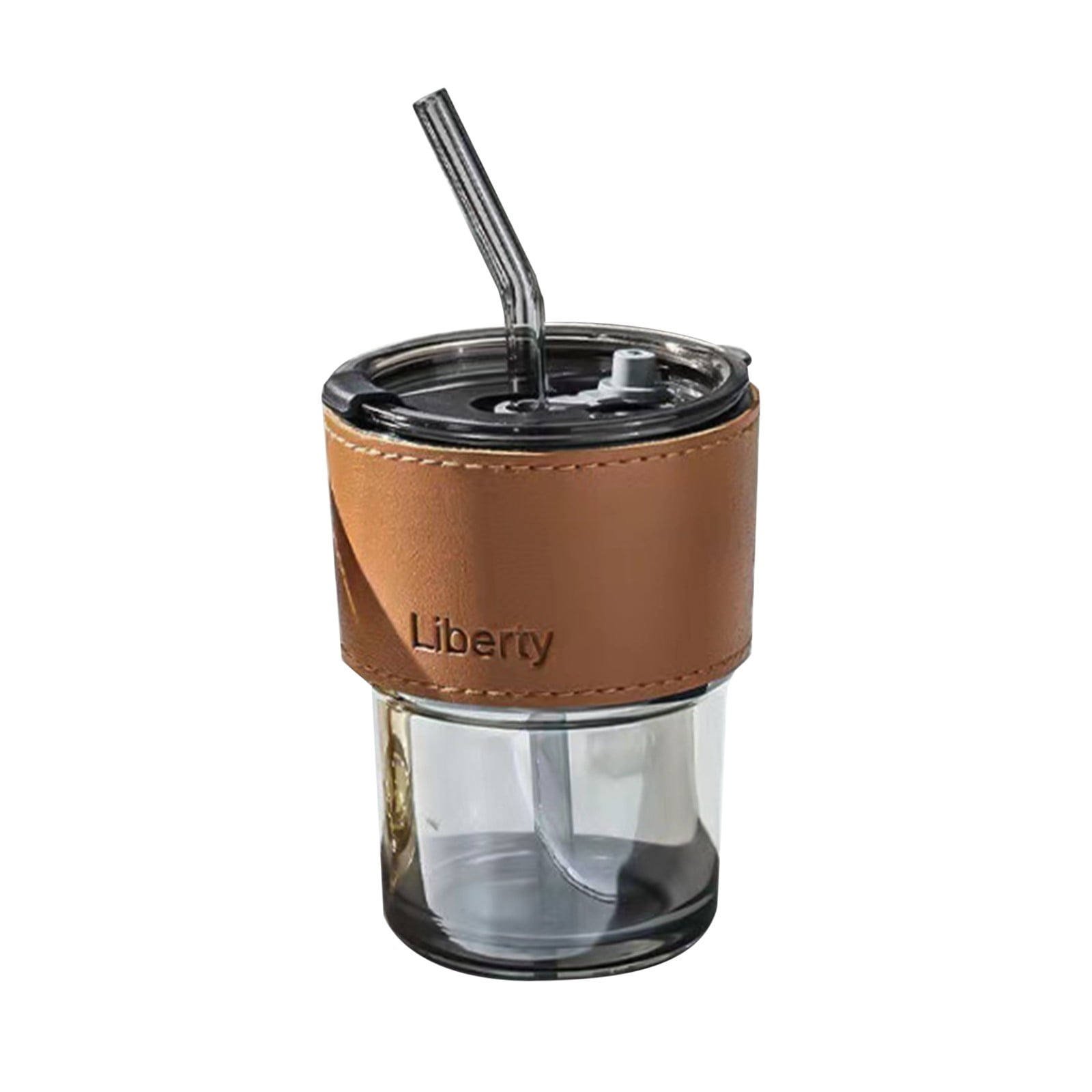 Luxfuel 13oz Glass Tumbler With Lid & Straw, 2 Pack - Reusable Iced Coffee Cup For Travel, Office