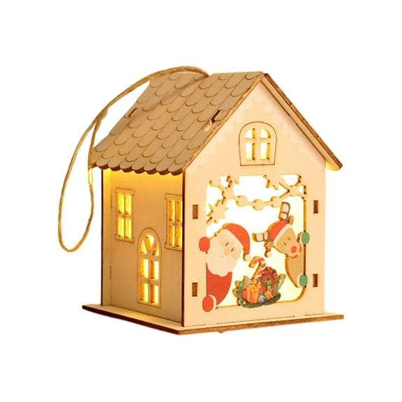 witspace DIY Christmas Village Sets Wood LED Light Up Village Houses for Kids Adult Christmas Mini Wooden House Crafts Gift for Winter Xmas Party Decorations